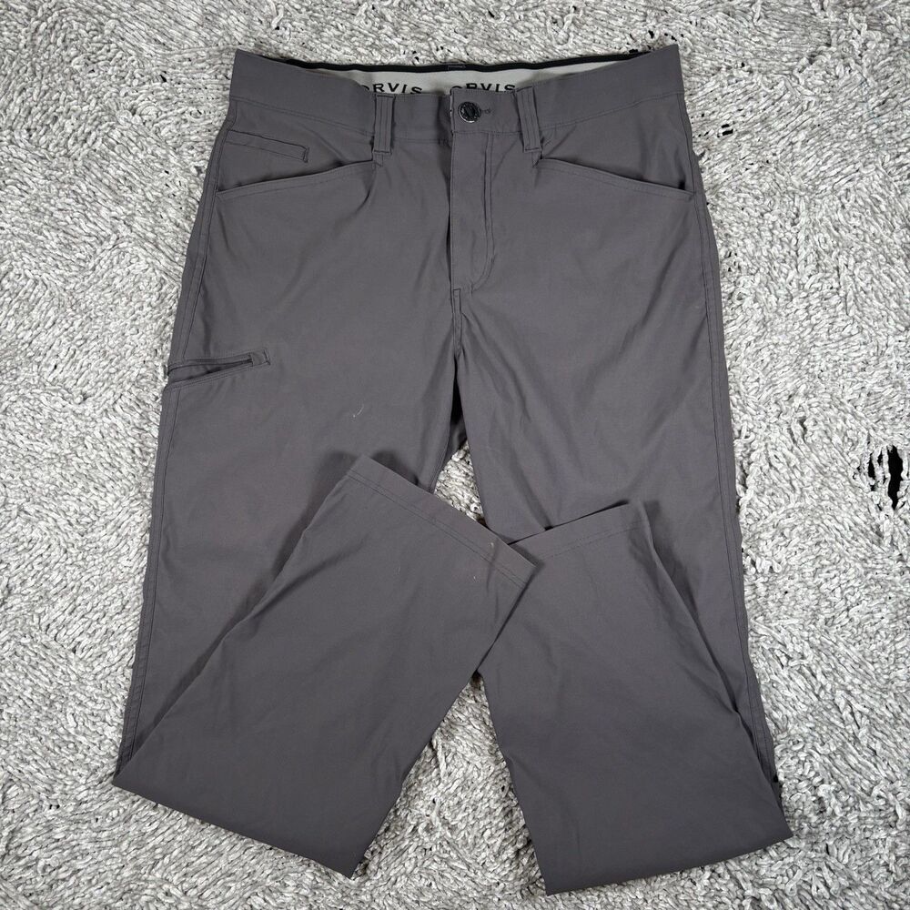 Orvis Tech Performance Pants Men's Size 34x32 Gray Stretch Utility Trek Hiking